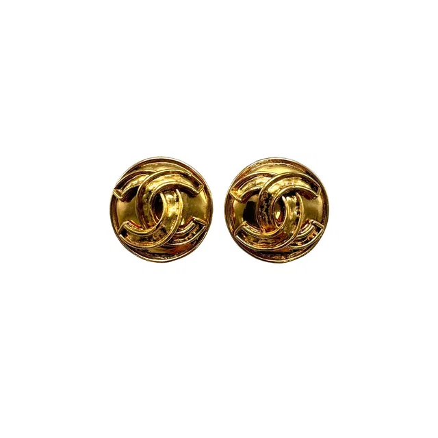 Chanel Vintage Earrings Round Cocomark Accessory 94P from Luxury Promise