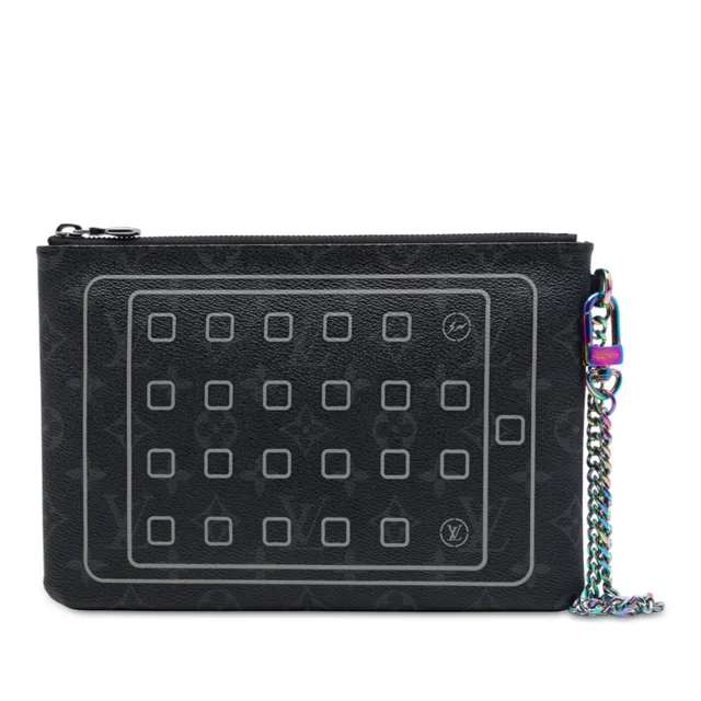 Black Louis Vuitton Monogram Eclipse Flash Fragment iPad Case Clutch Bag in Black Canvas from Designer Revival, photo 1 of 1