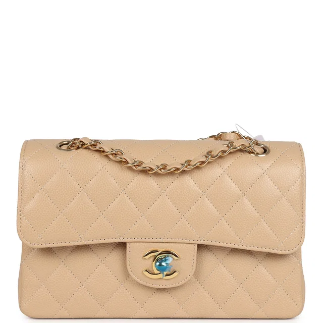 Chanel Small Classic Double Flap Bag Beige Caviar Gold Hardware in Beige Caviar leather from Madison Avenue Couture