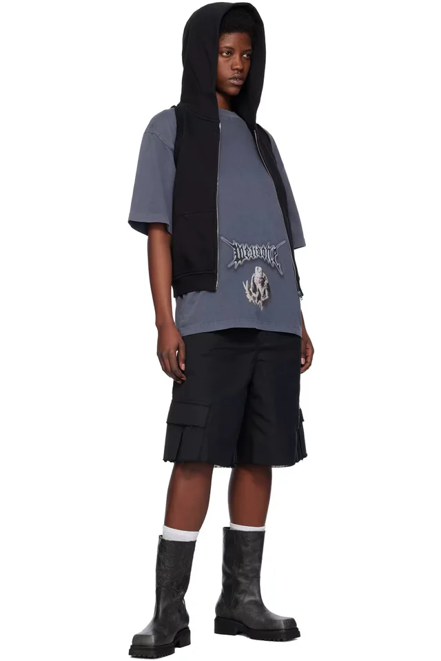 We11done Navy Vintage Monster T-Shirt, photo 4 of 4 from SSENSE