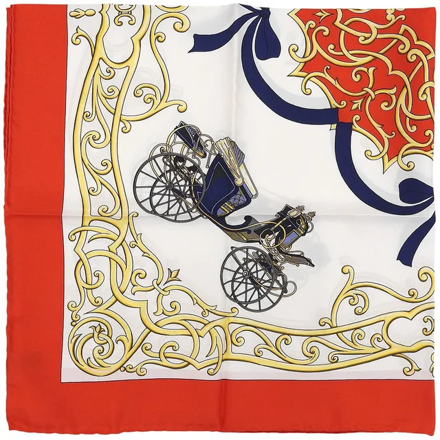 Celine Silk Carriage Motif Scarf Red/Multi in Red Silk from VINTAGE QOO TOKYO, photo 2 of 2