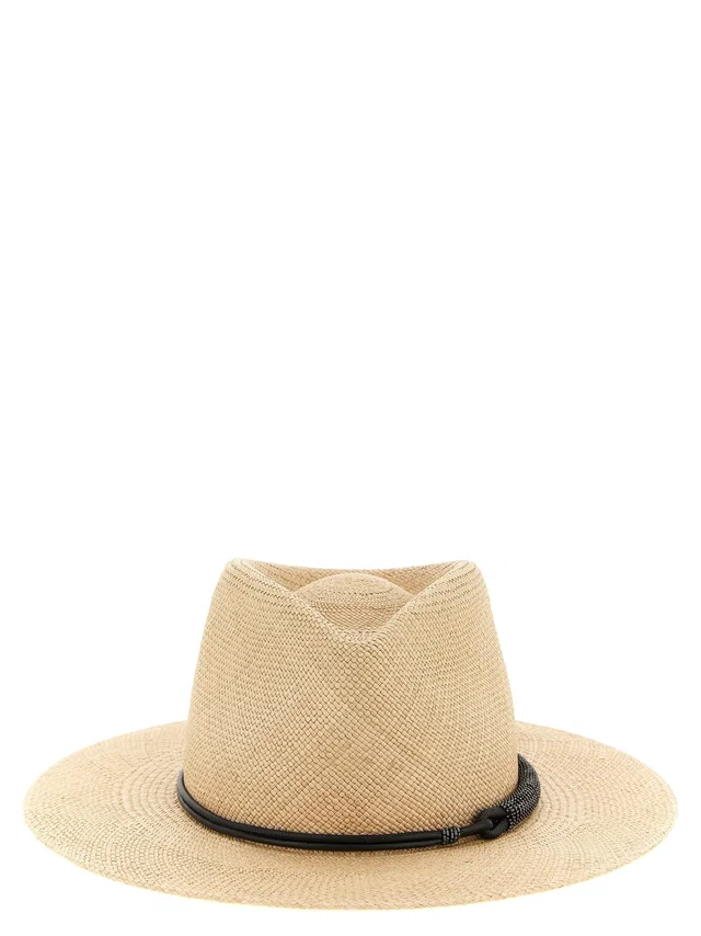 Brunello Cucinelli Woven Raffia Fedora — Natural Fedoras in Beige Woven leather from HEWI