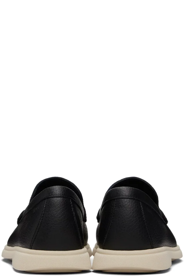 BOSS Black Logo-Detail Tumbled Leather Loafers, photo 2 of 4 from SSENSE