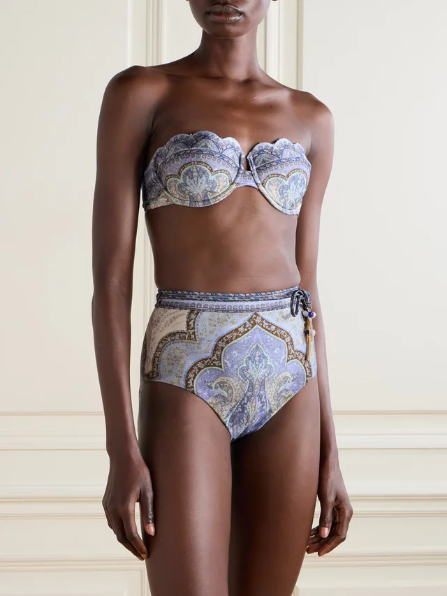 ZIMMERMANN Wanderlust belted embellished paisley-print bikini briefs in Blue, photo 2 of 2 from NET-A-PORTER (Canada)
