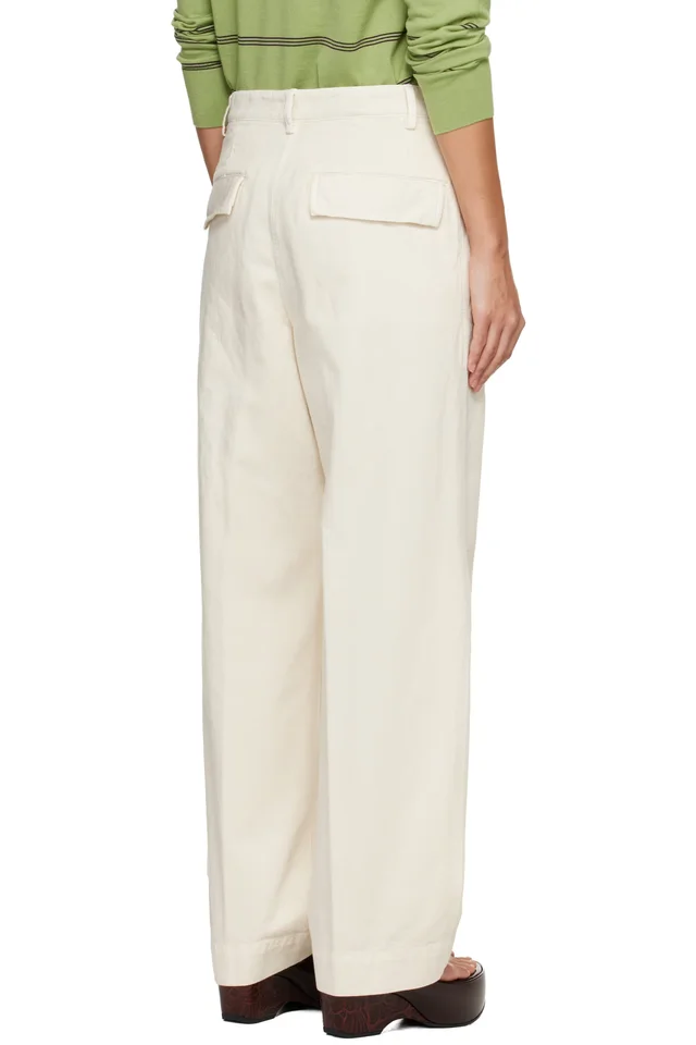 Dries Van Noten Off-White Loose Fit Workwear Trousers, photo 3 of 4 from SSENSE