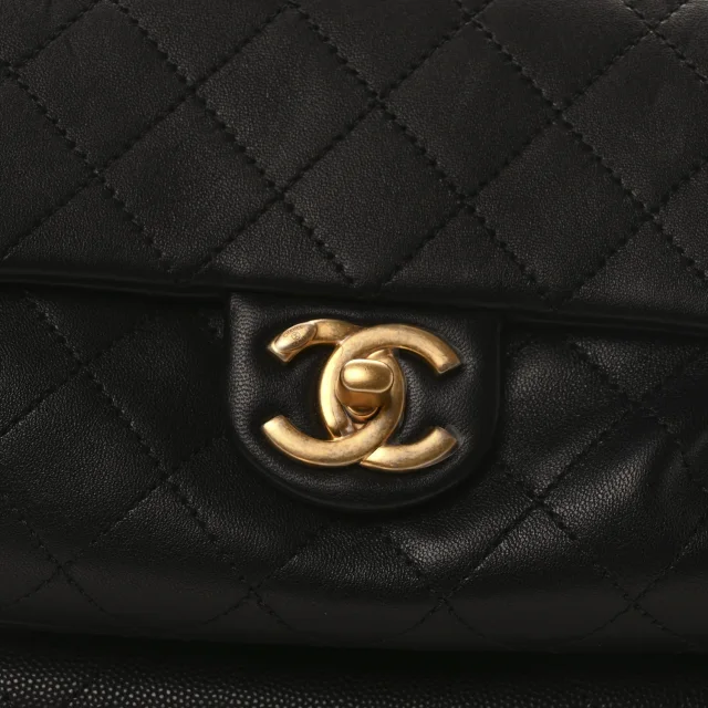 Chanel Grained Calfskin Lambskin Quilted Large Bowling Bag Black in Black Caviar leather from FASHIONPHILE, photo 8 of 10