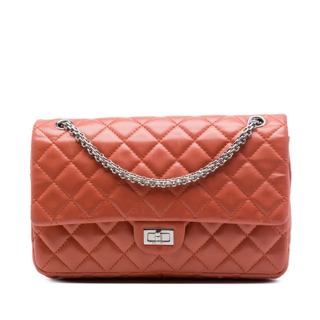 Orange Chanel Quilted Lambskin Reissue 2.55 Double Flap 226 Shoulder Bag in Orange Lambskin from Designer Revival