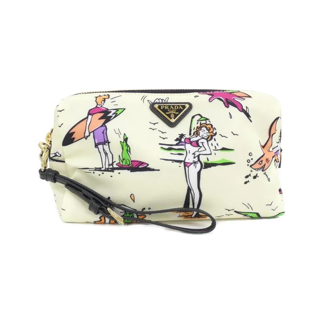 Prada 1NS693 Pouch in CREMA+NERO / GOLD hardware TESSUTO SURF from KOMEHYO