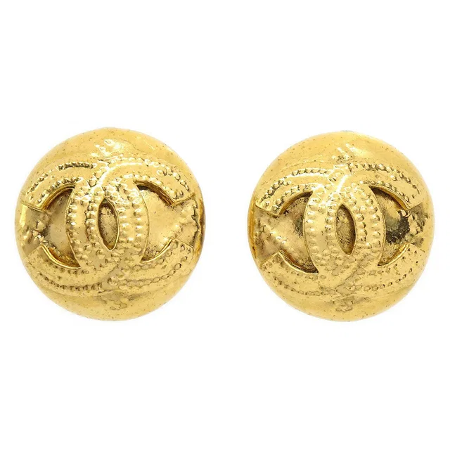 Chanel 1994 Quilted Button Earrings Gold Small in Gold from AMORE Vintage Tokyo