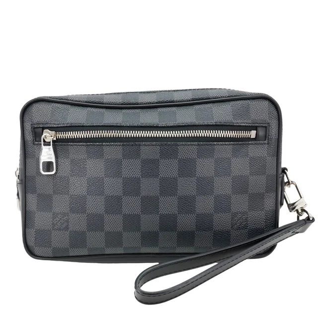 Louis Vuitton Kasai Pochette Damier Graphite Canvas Clutch Black in Black Canvas from Dallas Designer Handbags