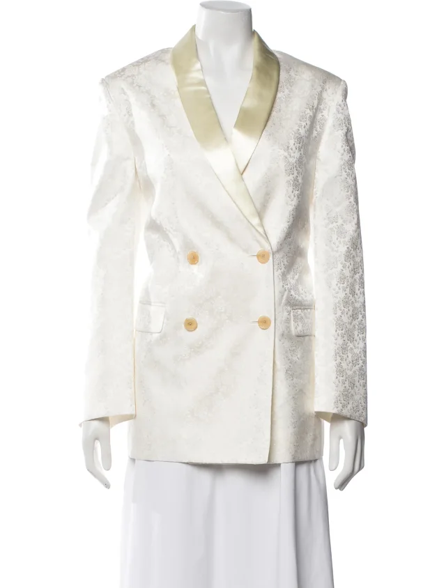 The Row Jerome Silk Blazer in white Silk from The RealReal