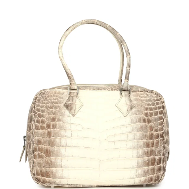 Hermès Plume 28 Himalaya Matte Niloticus Crocodile Palladium Hardware in Crocodile from Madison Avenue Couture