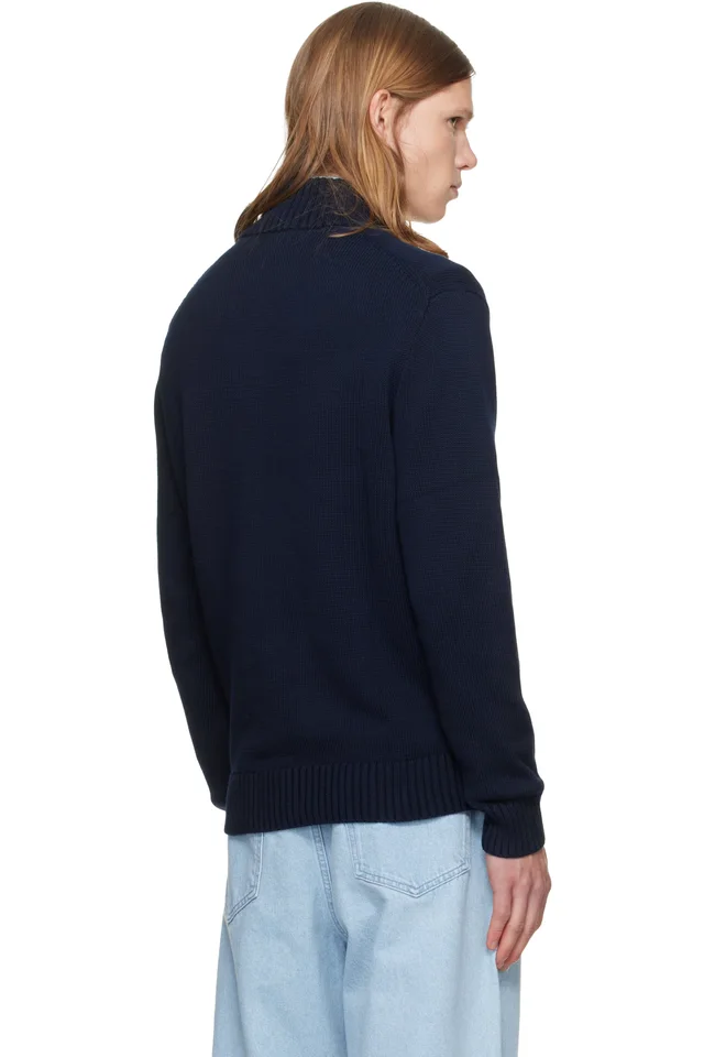 Polo Ralph Lauren Navy Half-Zip Sweater, photo 3 of 4 from SSENSE