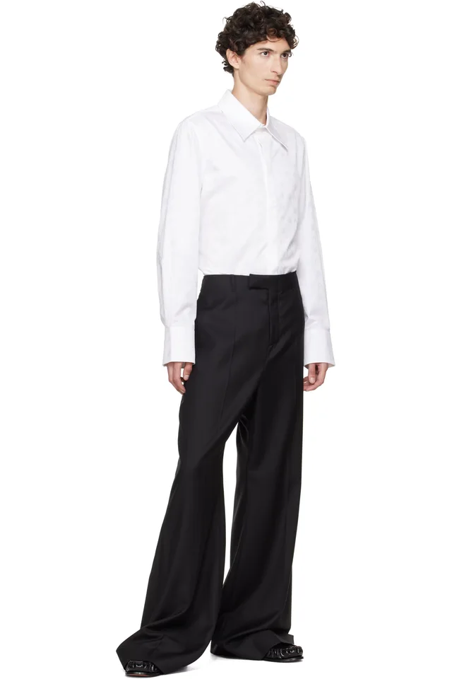 Marine Serre White Moonogram Jacquard Cotton LS Shirt, photo 5 of 5 from SSENSE