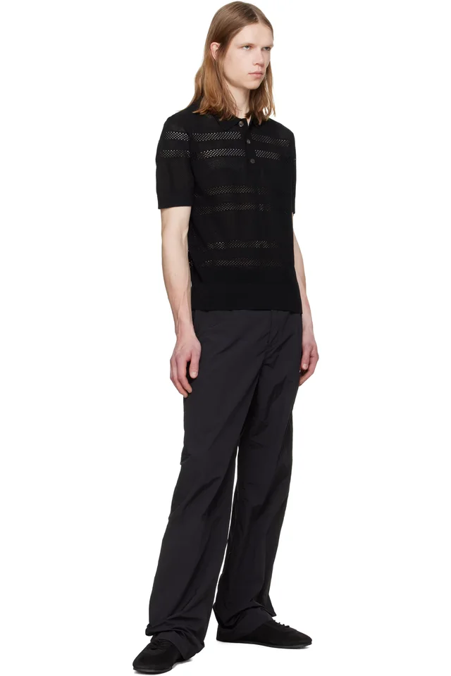 Dries Van Noten Black Mesh Polo, photo 4 of 4 from SSENSE
