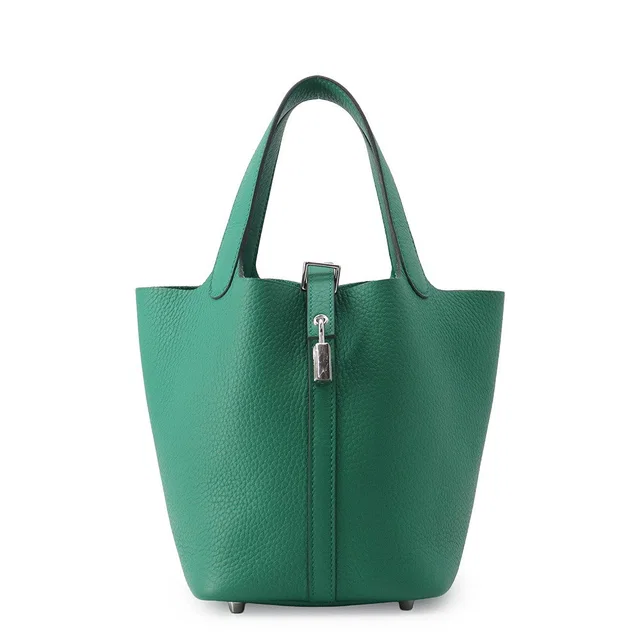 Hermès Picotin Lock Vert Jade Taurillon Clemence Size PM in Green Clemence leather from GALLERY RARE