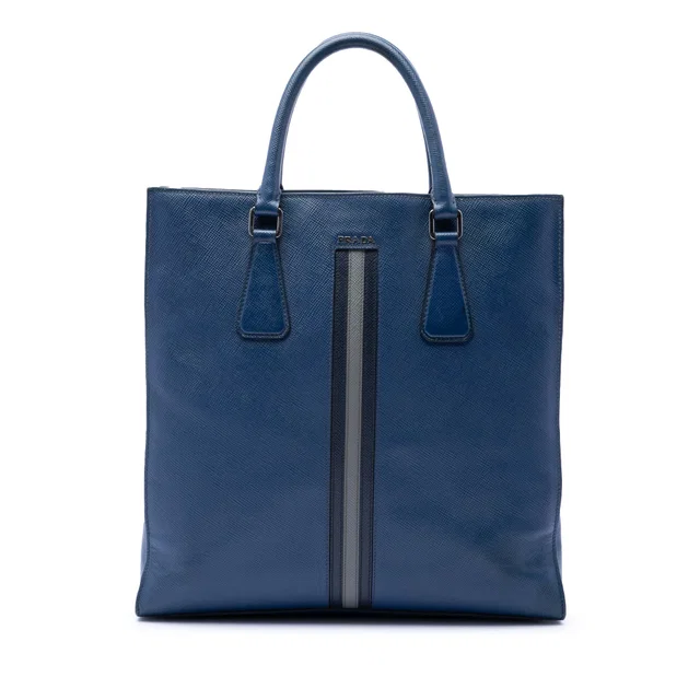 Blue Prada Saffiano Lux Tote in Blue Saffiano leather from Designer Revival