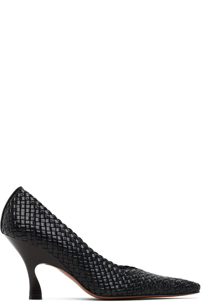 Stella McCartney Black Elsa 90 Woven Heels, image 1 of 1 from SSENSE