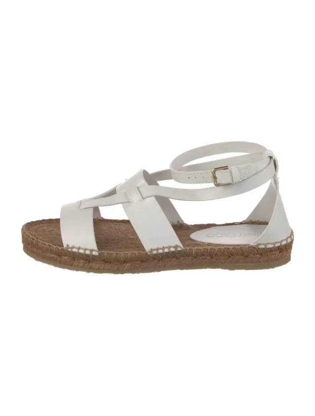 Jimmy Choo Leather Colorblock Pattern Gladiator Sandals in white Leather from The RealReal