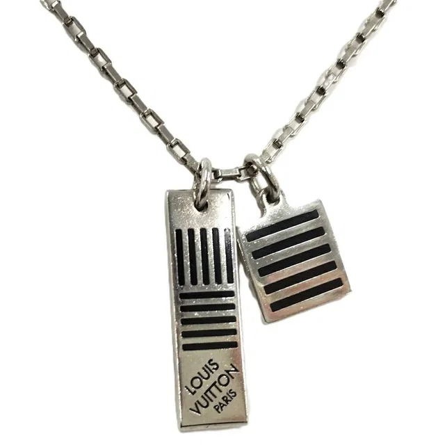Louis Vuitton Collier Damier Colors Necklace Plated Silver in Silver from The Reluxe
