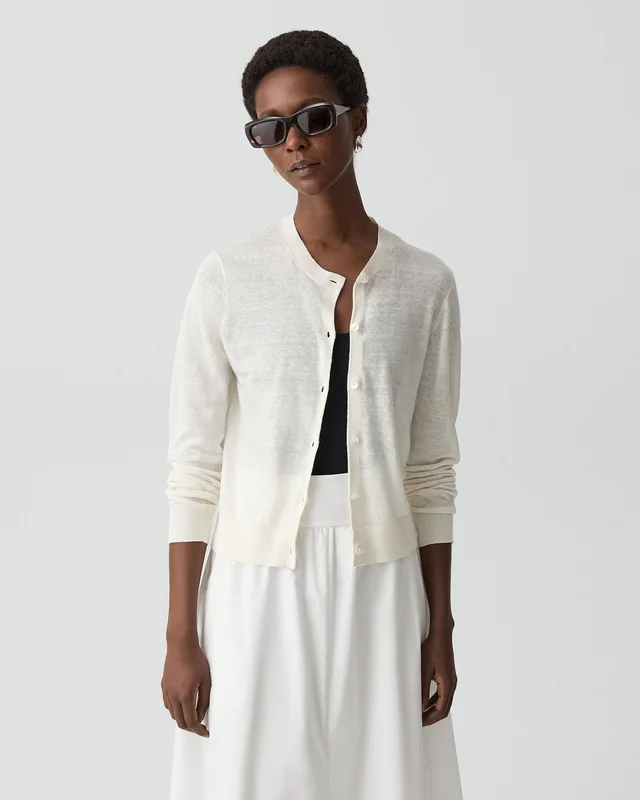Theory Crewneck Cardigan in Linen Knit from Theory, photo 1 of 1