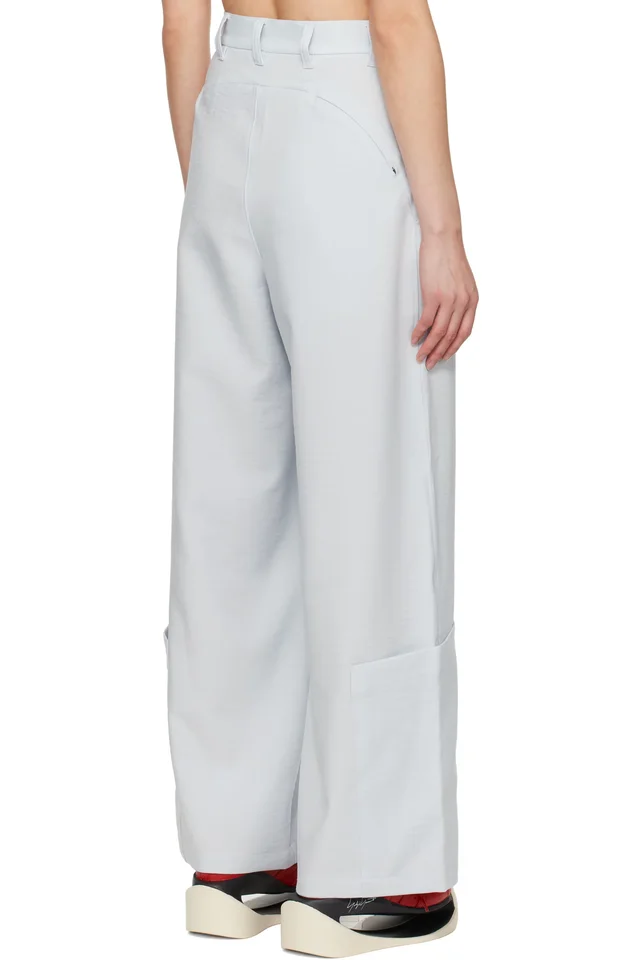 Y-3 Gray Sport Uniform Wide-Leg Trousers, photo 3 of 3 from SSENSE