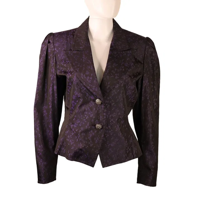 Saint Laurent Violet flower silky jacket in Purple Silk from Luxury Promise