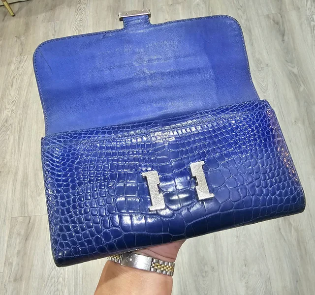 Hermès Blue Alligator Wallet Constance 2011 in Blue Crocodile from HEWI, photo 2 of 2