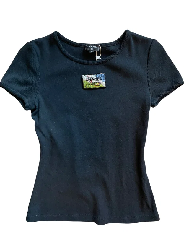 Chanel black sequin t shirt 24C in Black from Luxury Promise