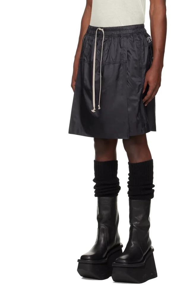 Moncler + Rick Owens Black Kilt Shorts, photo 4 of 5 from SSENSE