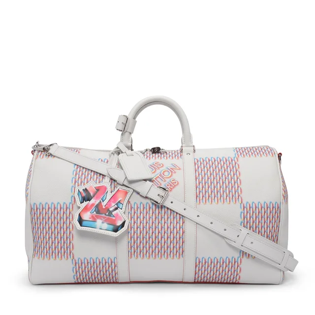 Louis Vuitton Spray Damier Keepall Bandouliere 50 in White from Blue Spinach
