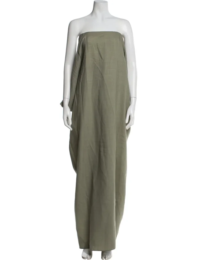 The Row Virgin Wool Long Dress in green Wool from The RealReal