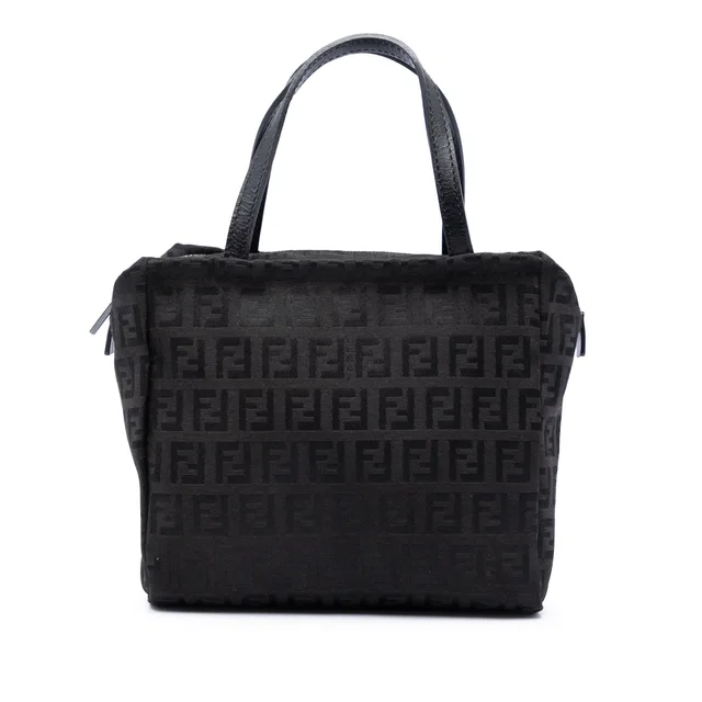 Black Fendi Mini Zucchino Canvas Handbag in Black Canvas from Designer Revival