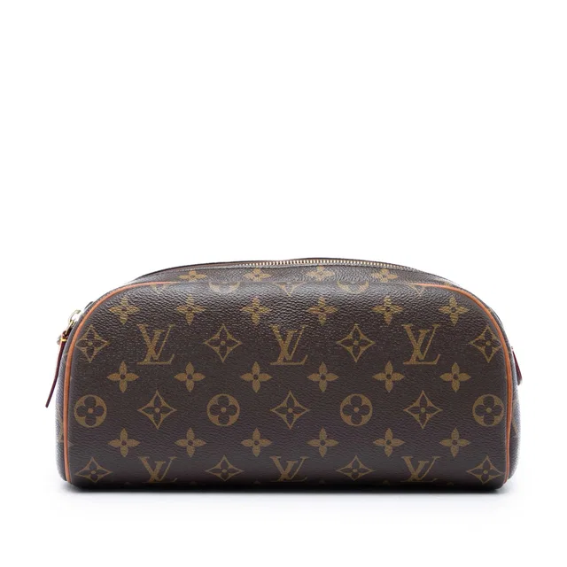Brown Louis Vuitton Monogram Dopp Kit Toilet Pouch Vanity Bag in Brown Coated canvas from Designer Revival