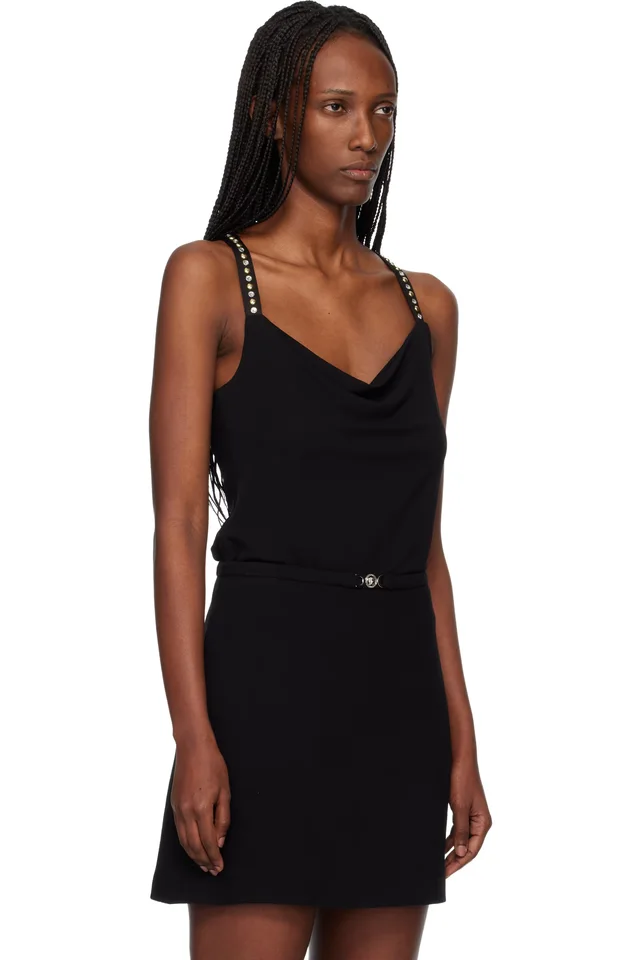Versace Black Stretch Crêpe Jersey Gathered Top, photo 2 of 5 from SSENSE