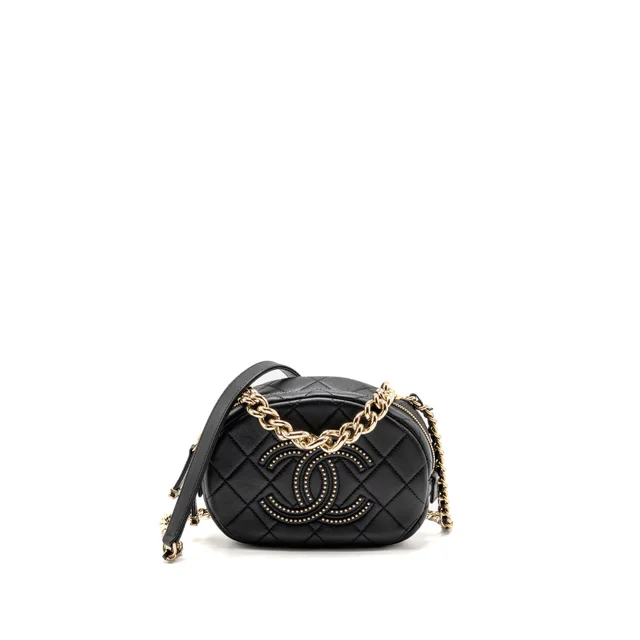 Chanel Chain Handle Studded CC Camera Bag Lambskin Black GHW in Black Lambskin from EMIER