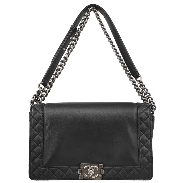 Boy Chanel 2013-2014 Black Lambskin Medium Shoulder Bag in Black Lambskin from AMORE Vintage Tokyo