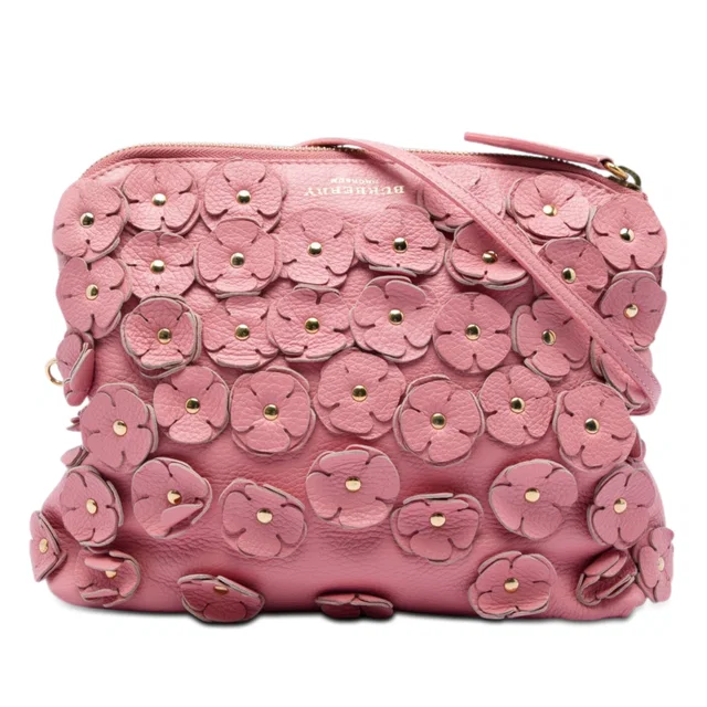 Pink Burberry Prorsum Leather The Petal Fold Over Crossbody in Pink Leather from Designer Revival
