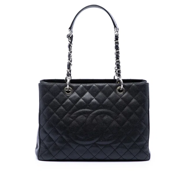 Black Chanel Caviar Grand Shopping Tote in Black Caviar leather from Designer Revival
