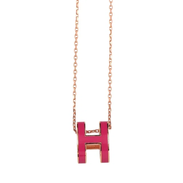 Hermès Pop H Necklace Rose Pink Gold in Pink from The Reluxe