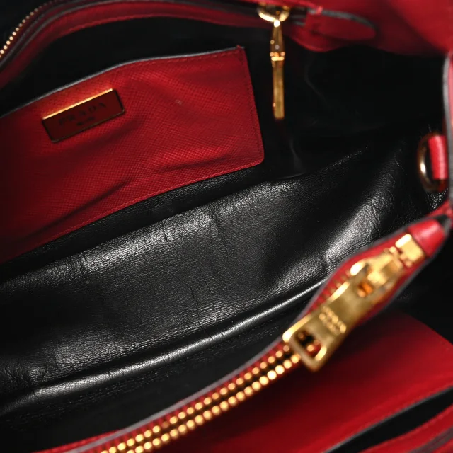 Prada Saffiano Studded Bijou Tote Red in Red Saffiano leather from FASHIONPHILE, photo 5 of 11