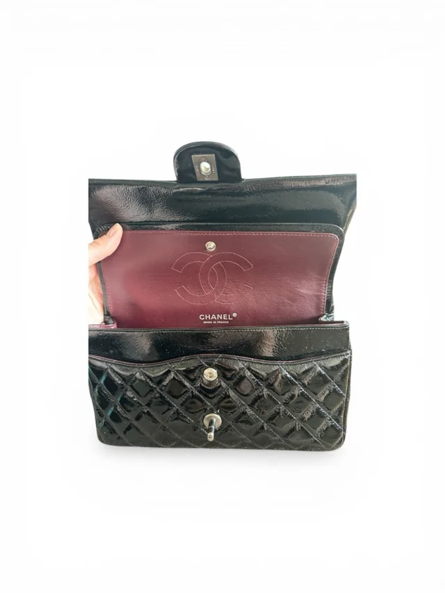 Chanel Double Flap Quilted Patent Leather Shoulder Bag in black Patent leather from Poshmark, photo 5 of 7