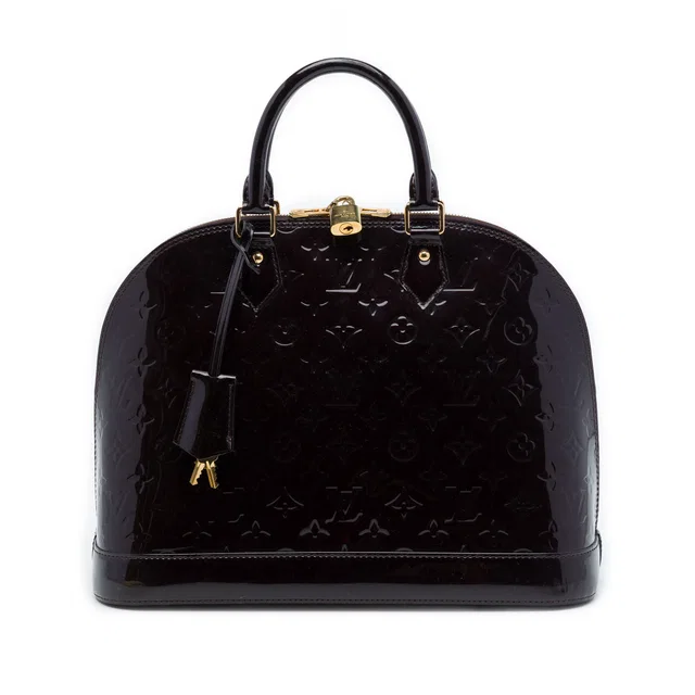 Purple Louis Vuitton Monogram Vernis Alma PM Handbag in Purple Leather from Designer Revival
