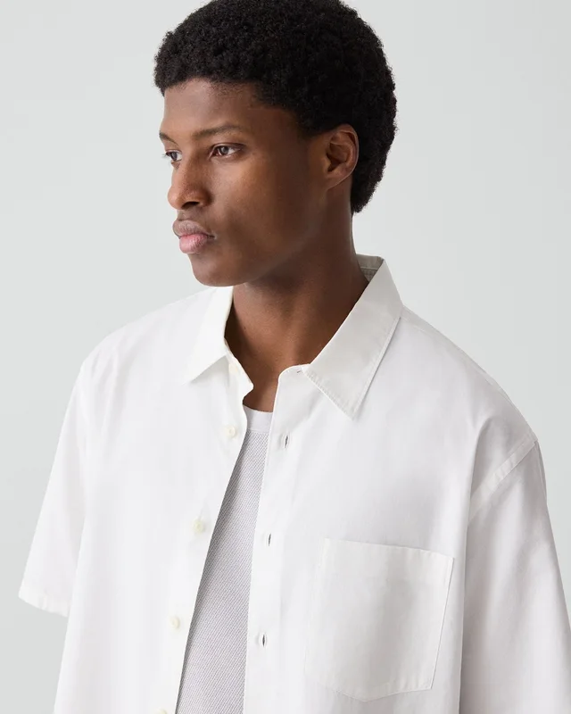 Theory Weekend Short-Sleeve Shirt in Weekend Cotton, photo 5 of 6 from Theory