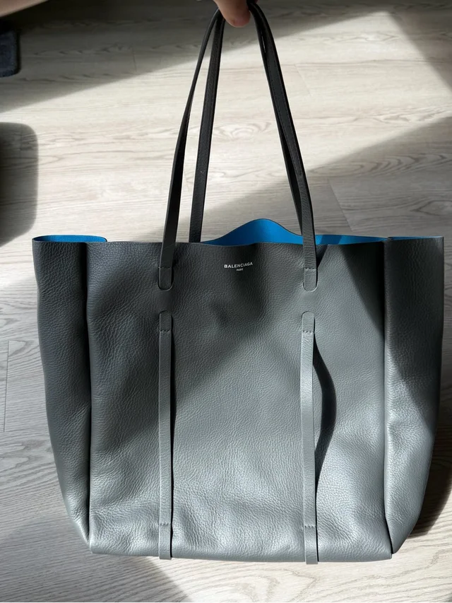 Balenciaga Grey Leather S Tote With Blue Interior in blue|gray Leather from Poshmark