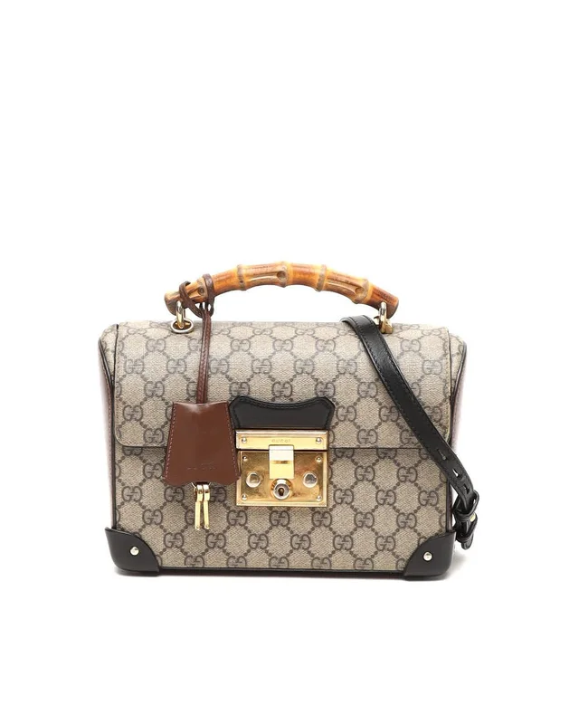 Gucci GG Padlock Bamboo Top Handle Bag in Canvas from A Retro Tale, photo 2 of 9