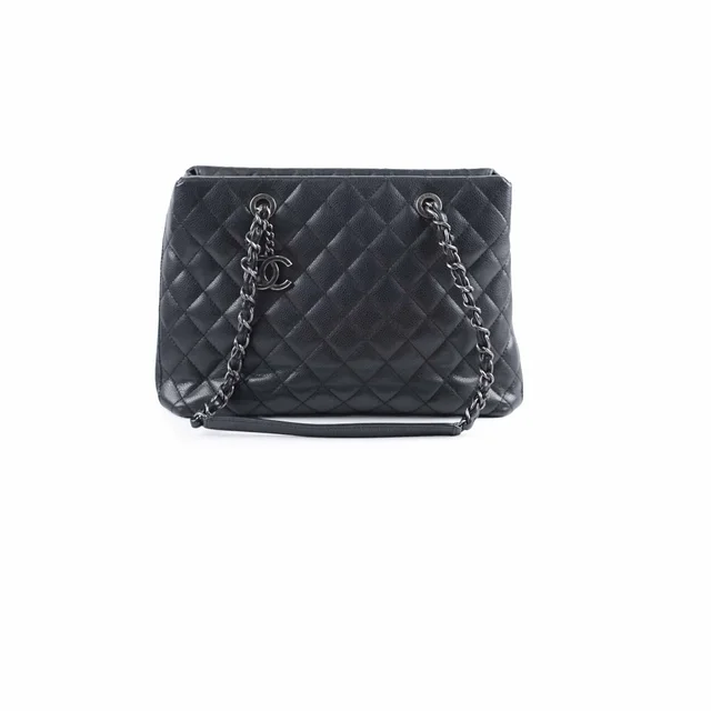 Chanel Caviar City Shopping Tote Black Series 23 in Black Caviar leather from The Purse Affair
