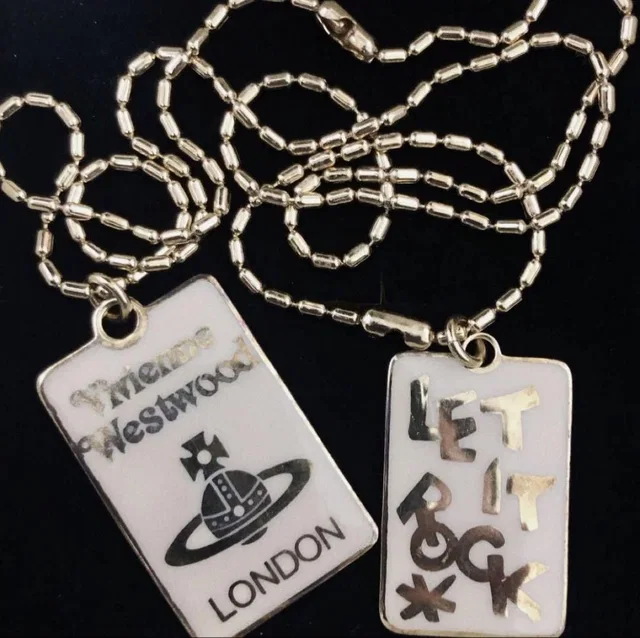 90's Vivienne Westwood Tag Necklace in gold from Grailed