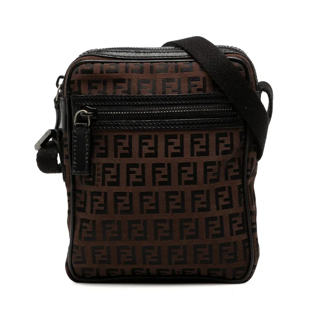 Brown Fendi Zucchino Canvas Crossbody in Brown Canvas from Designer Revival