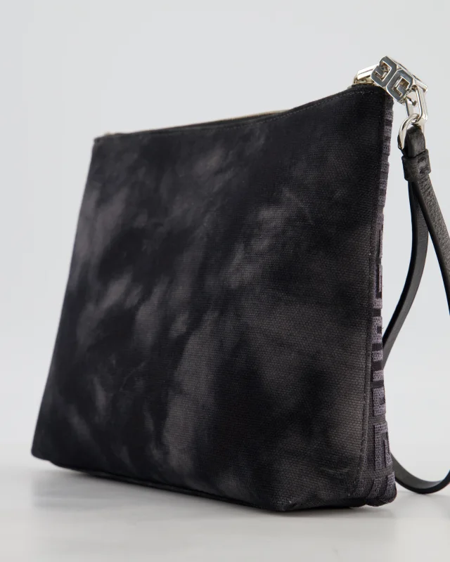 Givenchy and Grey 4G Embroidered Tie and Dye Canvas Travel Pouch with Wrist Strap in Black Canvas from Sellier, photo 11 of 12